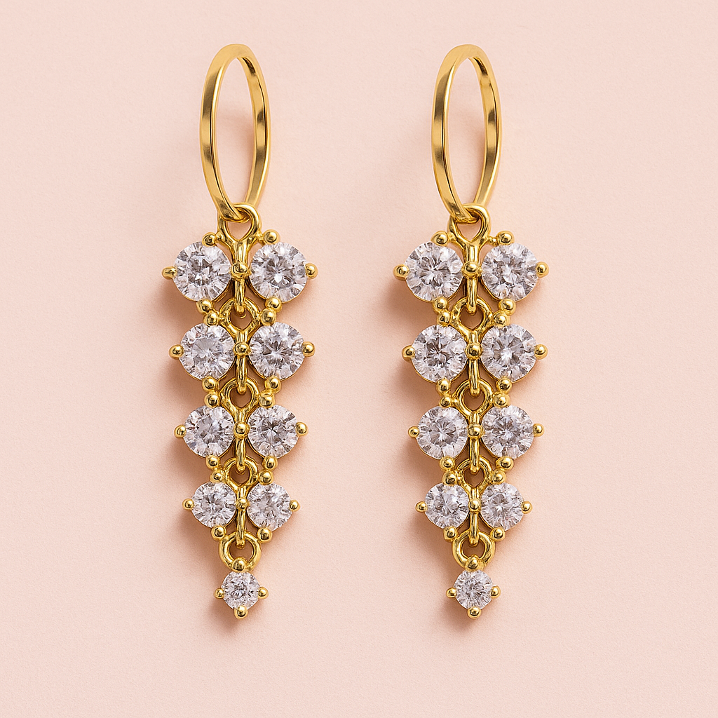 Aurora Drops – Gold Crystal Earrings